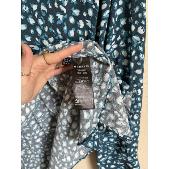 New! NWT Whistles Pastel Leopard Print Blue Turquoise Shirt US 14 MSRP $139 Long - Picture 12 of 16